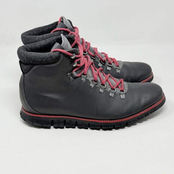 Cole Haan ZeroGrand Water Resistant Hiking Boots Mens 12 M Gray Magnet Leather